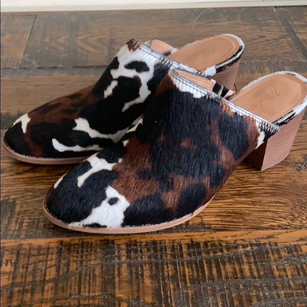 Madewell Harper Mule Clogs Cow print ae229
